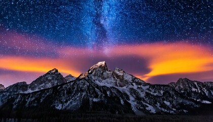 Starry Night Above Mountain Peaks 