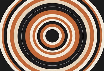 Abstract Retro Concentric Circles Pattern in Brown, Beige and Black