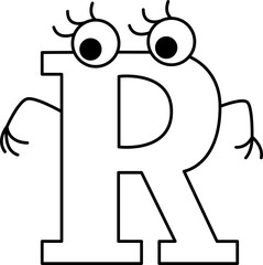 capital letter R with eyes bent its arms