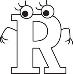 capital letter R with eyes bent its arms