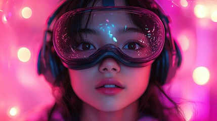 Virtual Reality Experiences in a Whimsical Metaverse with Colorful Digital Elements and Futuristic Technology