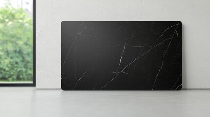 Classic black marble slab with polished surface, perfect for modern decor
