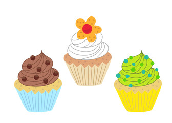 カップケーキのイラストセット2