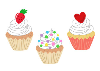 カップケーキのイラストセット1