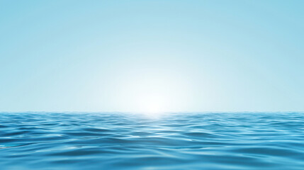 Obraz premium Calm ocean waves under soft blue gradient sky create serene atmosphere