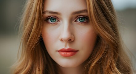 Striking Portrait Of A Woman With Blue Eyes And Wavy Blonde Hair
