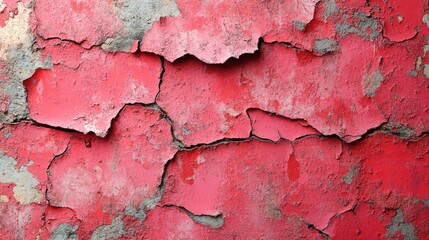 Obraz premium Cracked Red Paint Wall Texture Background