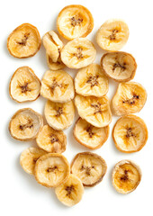 Dried Banana Slices Isolated on a White Background