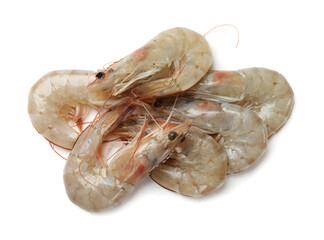 Fresh raw shrimps isolated on white. Sea food