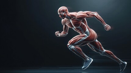 Detailed Human Anatomy Model in Motion, Highlighting Muscle Structure
