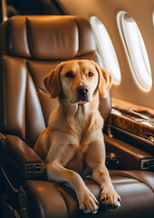 Adorable Family Dog Relaxing on Comfortable Chair in Cozy Cabin