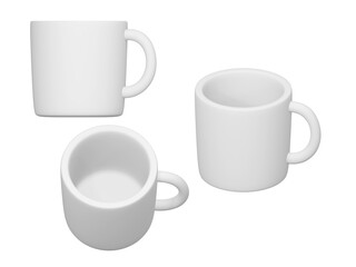 3Dレンダリングのシンプルな白いマグカップ