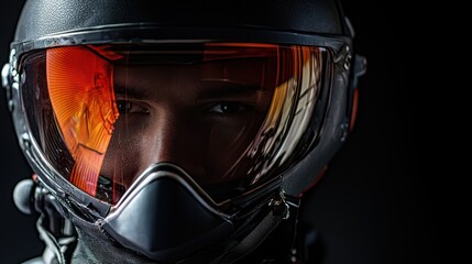 Intense Close-Up of a Helmeted Pilot in a High-Stakes Environment