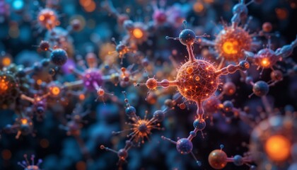Microscopic Molecular Structure Vibrant Atoms and Bonds Scientific Background
