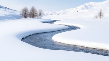 Snowy River Winding Through Mountain Valley