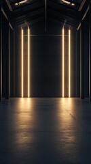 Industrial Interior with Linear Lighting