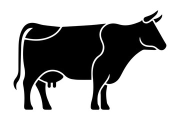 Cow graphic icon. Cow black silhouette isolated on white background. Vector illustration