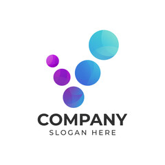 Letter v logo with colorful gradient template