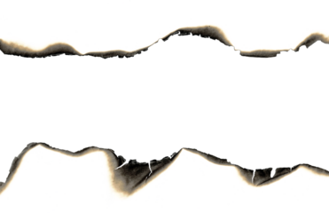 Burned Torn Paper with Scorched Edges and Black Center on a White Background