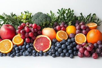 Colorful Arrangement of Fresh Fruits Vegetables and Grains Classical Realism