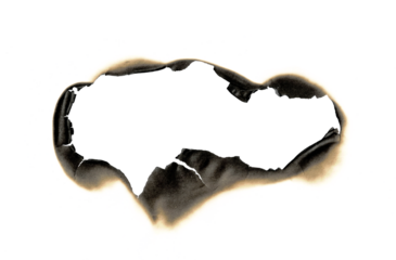 burned hole white paper background texture. Burn in paper with brown edges and flames isolated on a transparent background	