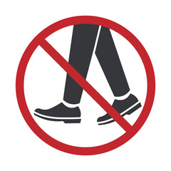 Isolated prohibition sign walking enter room, autorized personnel only, staff only, do not walk in