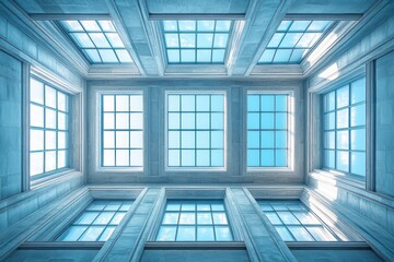 Geometric Glass Ceiling Design with Natural Lighting in Modern Architecture