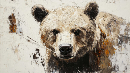 Naklejka premium Beautiful watercolor painting of a majestic bear with splattered paint strokes and soft artistic textures