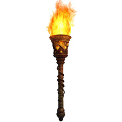 A Torch Flame Glowing Brightly Isolated on Transparent Background