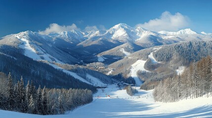 Winter Ski Resort Snowy Landscape in Bukovel Ukraine with Slopes Mountains and Forest