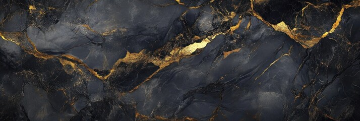 Fototapeta premium black marble texture with golden veins elegant abstract surface background design