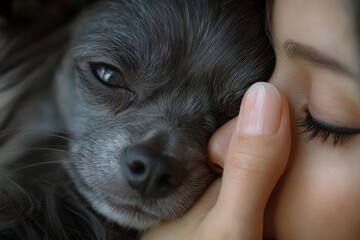 Obraz premium Intimate Moment with Chinese Crested Dog and Human Hand