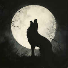 wolf howling at night