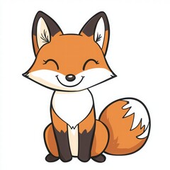 Obraz premium Happy Cartoon Fox Character with Bright Orange Fur and Smile