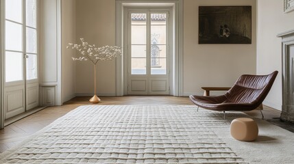 Classic bedroom with a textured, non-slip rug, ensuring a safe and stylish flooring choice.