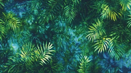 Tropical Paradise: Lush Green Foliage in Teal Dye