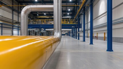 Naklejka premium Industrial Plant Interior Pipes, Structure, Clean Floor, Energy Production