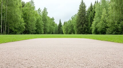 Obraz premium Empty paved path through green forest