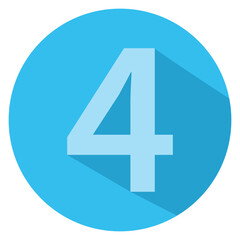 Blue circle with number 4. Typography design icon. Creative vector illustration for business option visualization