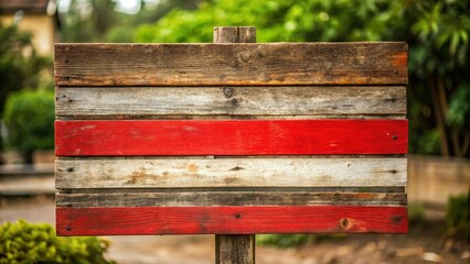 Naklejka premium Rustic Wooden Sign with Red Stripe - Home Decor & Signage