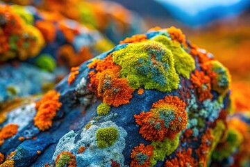 Vibrant Lichen & Moss Covered Stone - Nature Texture Background