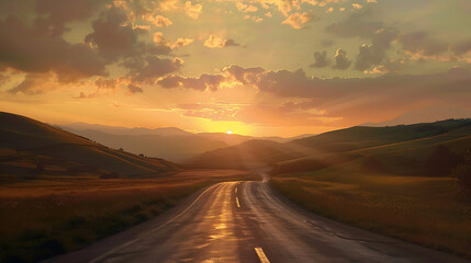 Fototapeta premium Magical Forest Driveway with Soft Sunlight