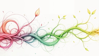 Watercolor Abstract Art with Colorful Flowers and Swirls