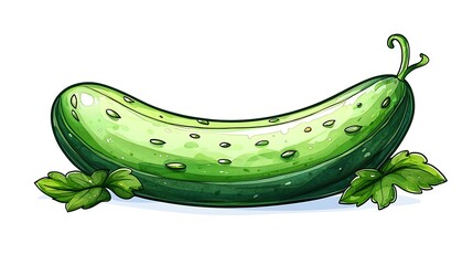Whimsical cucumber illustration in watercolor style fresh produce kitchen artistic view