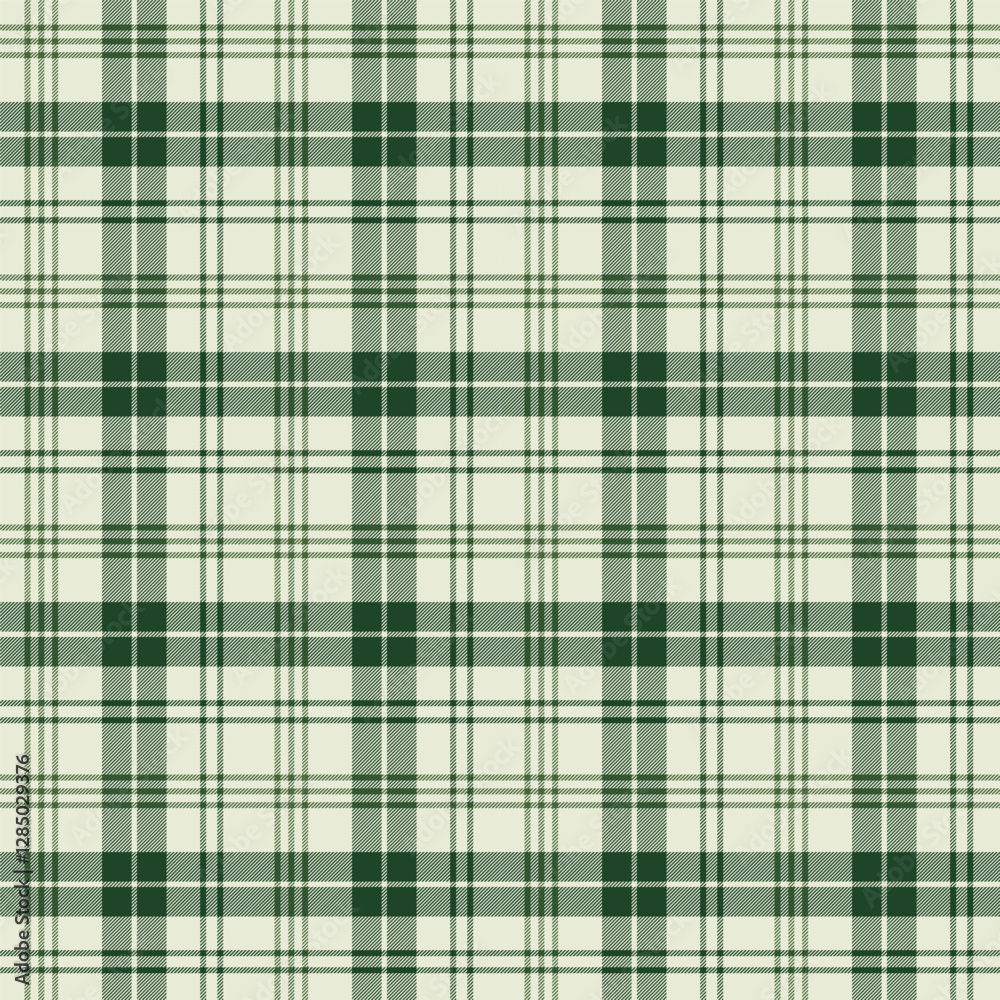 Wall mural plaid with twill weave repeat pattern.gingham seamless pattern in green and beige.checkered tartan g