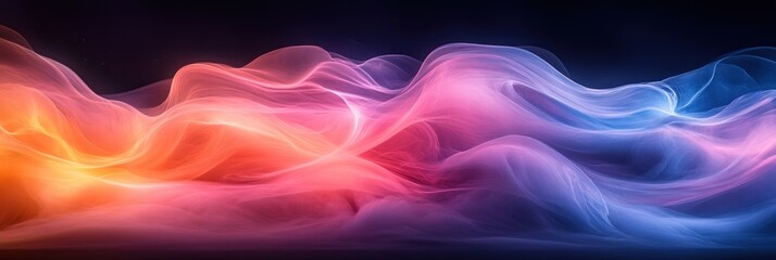 Obraz premium Iridescent Waves Abstract Background in Pastel Colors Ethereal Gradient Surreal Textured Banner
