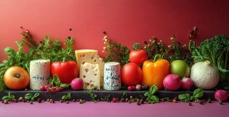 Horizontal Ad Banner for Pizzeria Featuring Salami and Tomato Pizza with Olives and Fresh Vegetables