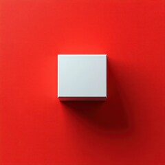 Minimalistic PowerPoint Logo on Floating Tile with Vibrant Red Background and Soft Shadows