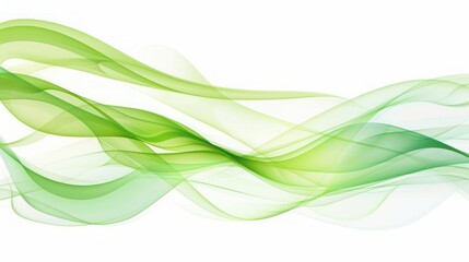Elegant Abstract 3D Waves &ndash; Smooth Flowing Green Curves