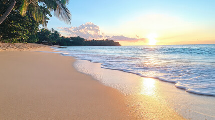 peaceful sunset over quiet beach invites relaxation and tranquility
